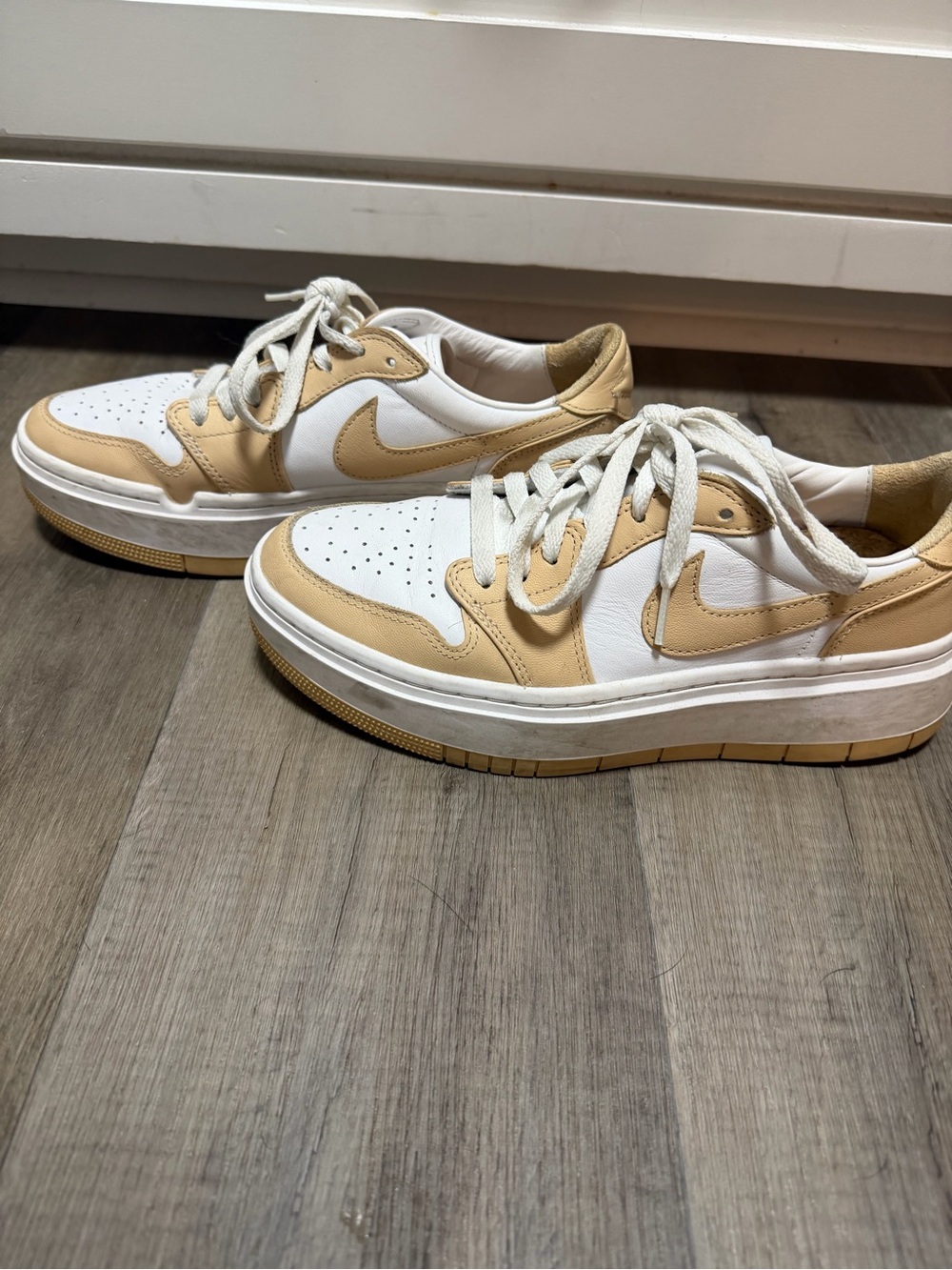 Nike Air Force Low-Profile Sneakers in White and Tan